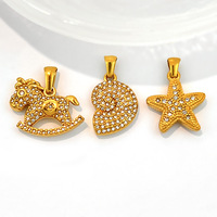 Breloques en forme d'étoile de mer et de coquillage, thème plage et océan, micro-pavées de zircon, en acier inoxydable 316L, pour la création de colliers, bracelets et bijoux DIY
