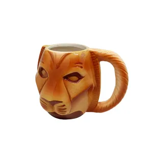 Cute Lion Ceramic Mugs Animal Coffee Mugs Promotion Porcelain Cups Daily Use 3D Ceramic Milk Mugs