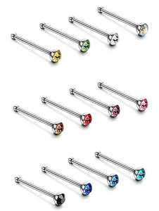 Lote de Piercing de acero quirúrgico para la Nariz, conjunto de anillo de cristal para la Nariz, a granel, lote de 40 o 60 unidades - Product Image 3