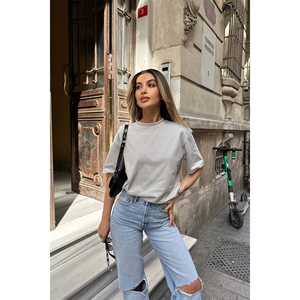 Camiseta de algodón transpirable para mujer con estampado 3D, estilo urbano, ajuste holgado y corto, talla XS - Product Image 1