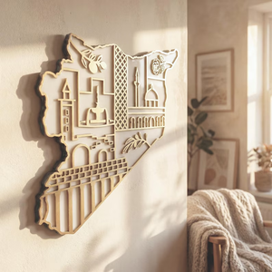 Regalo Islámico para la Fiesta del Ramadán y el Eid <span class=keywords><strong>de</strong></span> Pafu, Decoración <span class=keywords><strong>de</strong></span> Madera con Símbolos <span class=keywords><strong>de</strong></span> la Herencia <span class=keywords><strong>Siria</strong></span> y Mapa <span class=keywords><strong>de</strong></span> <span class=keywords><strong>Siria</strong></span> - Product Image 3