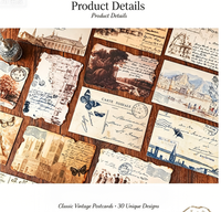 Lot de 30 cartes postales personnalisées style journal ancien, estampillées argent, pour scrapbooking décoratif