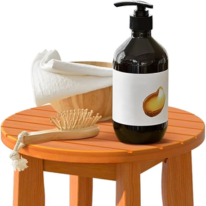 Durable Bamboo <b>Shower</b> Stool 16 Inch Round <b>Bathroom</b> Chair Waterproof Bamboo Wooden Corner Bath Shaving Bench Seat - Product Image 1