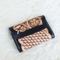 Porte-cartes en cuir véritable de style vintage avec décorations florales et lettres pour hommes et femmes - Prix de gros bas 2025 Nouveauté