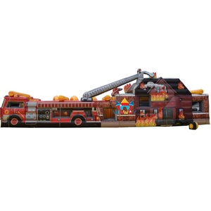 Carrera de obstáculos de camión de bomberos de 45 pies Carrera de obstáculos inflable de bombero de doble carril - Product Image 2
