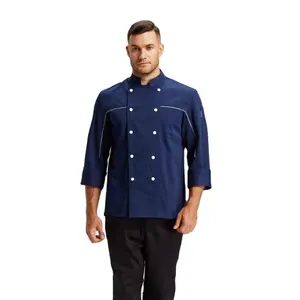 Yüksek seviye 240gsm yansıtıcı tasarım rahat şef gömlek restoran şef elbise mutfak üniforma şef