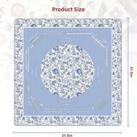 Nappe carrée en porcelaine bleue et blanche à motifs floraux, épaisse, antidérapante, insonorisante, pour jeux d'échecs et de cartes, usage domestique