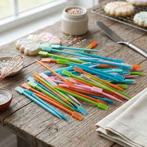 Alat Penghias Kue Plastik 2 in 1, Royal Icing Boo Boo Stick untuk Dekorasi Kue, Alat Pengikis & Pencetak Fondant Serbaguna - Product Image 1