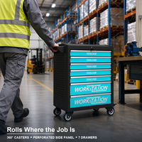 Armoire à outils roulante cyan à 7 tiroirs pour bricolage à domicile, coffre à outils mobile avec tiroirs verrouillables, organisateur pour garage et atelier domestique