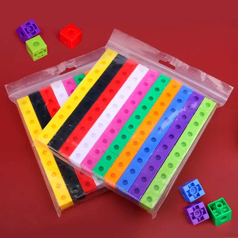 Di alta qualità matematica cubi giocattolo educativo per bambini che giocano a collegare cubi 100/200 pezzi per l'apprendimento prescolare blocchi di plastica