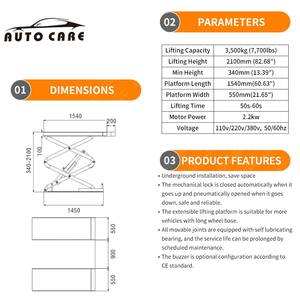 3500kg Lift mobil untuk dijual di bawah tanah Harga Murah gunting otomotif kendaraan Lift mobil Hoist Bridge dengan sertifikasi CE - Product Image 3