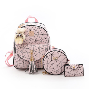 Hot Sale New Arrival Elegant Triangle Geometric Holographic Leather <strong>Satchel</strong> Handbag Set 3pcs Set Ladies Women Backpack <strong>Bag</strong> - Product Image 2