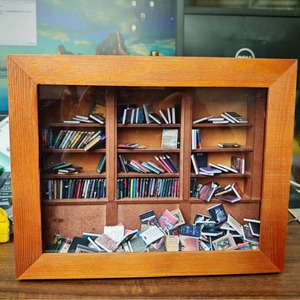 Wooden Bookshelf Storage <b>Box</b> Transparent Flip Top Rectangle Shape Sliding Function Home Decoration Ornament - Product Image 4