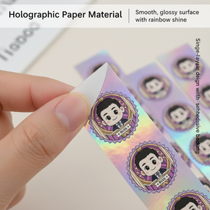 Etiquetas autoadhesivas de vinilo impresas personalizadas, impermeables, holográficas, decorativas, con logotipos de dibujos animados, pegatinas troqueladas - Product Image 3