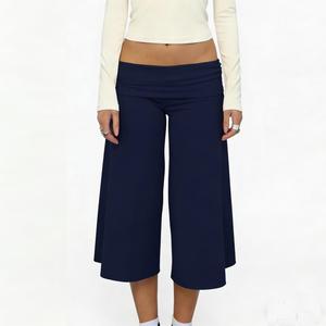 Pantalones Capri de Alta Calidad para Mujer, Color Sólido, Cintura Baja, Corte Recto, Pierna Ancha, para Yoga, Ejercicio y Descanso - Product Image 3