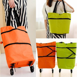 Caddie de courses, sac à roulettes portable, sac à pantoufles pliable, sac de courses à roulettes télescopique double usage, sac de courses pour l'épicerie - Product Image 1