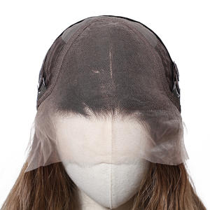 Changer au hasard coiffure brun mixte Ombre13x6 perruque en dentelle future fibre synthétique perruque bouclée vraie Photo haute densité - Product Image 5