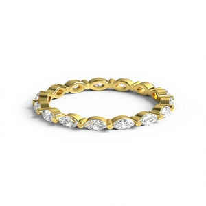 Minimalist 18K Gold Plated Lightweight Wedding Band Full Marquise Natural Diamond Eternity <b>Ring</b> Trendy <b>Stack</b> Band Fine Jewelry - Product Image 1