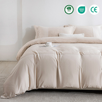 Parure de lit en polyester 4 pièces avec drap plat et taies d'oreiller, tailles Full, Queen, King, en microfibre légère, pour hôtel et maison