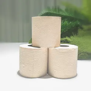 Rolo de papel higiênico de bambu com 3 camadas puro preço de atacado, venda quente embalado individualmente