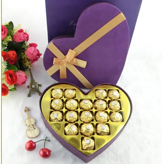 Goedkope Luxe High-End Valentines Chocolade Truffel Hartvormige Dozen Verpakking Met Verdelers Mooie Hartvormige Chocoladedoos
