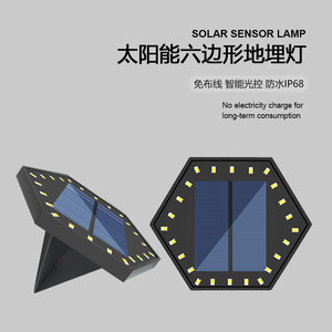 Solar Hexagon Garden Lights 120mm Waterproof LED In Ground <b>Pathway</b> Lawn Fence Staircase Deck Step <b>Lighting</b> - Product Image 3