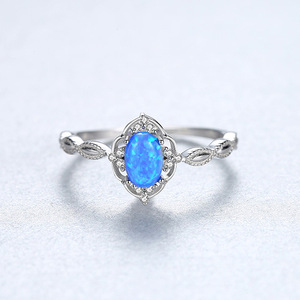 Anillo de Ópalo Chapado en Oro de Plata S925 para Mujer con Halo de Zirconia, Anillo de Compromiso Romántico con Piedras Preciosas, Venta al por Mayor de Fábrica - Product Image 5