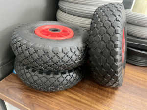 Nouvelles roues pleines en mousse PU 10 pouces 4.10/3.50-4, pneus anti-crevaison, capacité <span class=keywords><strong>de</strong></span> charge 120 kg pour chariot à main, chariot à roulettes, <span class=keywords><strong>brouette</strong></span> - Product Image 3