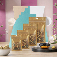 Sachet Doypack de luxe en gros, brun kraft, imprimé en héliogravure, résistant à l'humidité, avec fermeture éclair, face transparente en Mylar, pour aliments, nouilles et gelées