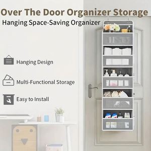 Organizador Colgante para Puerta con 10 Bolsillos, 5 Grandes Transparentes y 5 Laterales de Malla, para Dormitorio, Baño, Despensa, Gris - Product Image 3