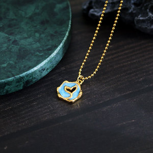 Collar con colgante de cola de ballena esmaltada de acero inoxidable 316L chapado en oro de 14k y 18k, estilo hawaiano de verano, para mujer, venta al por mayor - Product Image 4