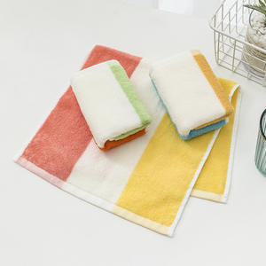 Serviette de bain pour enfants en pur coton, 25x50cm, rayée, bloc de couleurs, douce et absorbante, serviette rectangulaire pour usage domestique pour enfant - Product Image 2