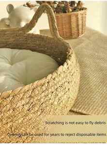 Rush Weaving New Eco Friendly <span class=keywords><strong>Rattan</strong></span> Pet Bedding Luxury Puppy Pet <span class=keywords><strong>Dog</strong></span> <span class=keywords><strong>Bed</strong></span> Cute Cat <span class=keywords><strong>Bed</strong></span>