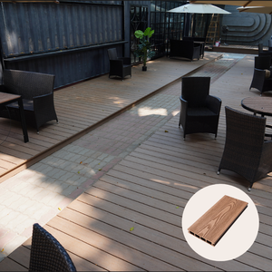 Không có côn trùng Hạt Gỗ Bậc Thang bên ngoài chống trượt rãnh phổ biến nước bằng chứng ngoài trời WPC <span class=keywords><strong>decking</strong></span> <span class=keywords><strong>Composite</strong></span> boong - Product Image 5