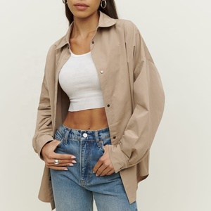 Vente en Gros Manteaux Courts <span class=keywords><strong>Kaki</strong></span> Personnalisé Surdimensionné Épaule Dénudée Vestes à Col Manteaux pour Femmes - Product Image 1