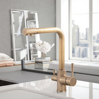 Robinet de cuisine monocommande rotatif à 360° en céramique et acier inoxydable nickel brossé, design classique, mitigeur eau chaude/froide pour hôtel