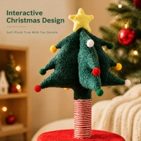 Griffoir pour chat en forme de sapin de Noël festif avec maisonnette fermée, poteau à griffer vertical pour le jeu et le repos des animaux domestiques en intérieur pendant les fêtes