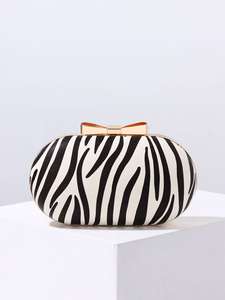 Bolso de mano DAQI con estampado de cebra, estilo europeo y americano, de PU con cadena, para comercio exterior, ideal para la noche. - Product Image 3