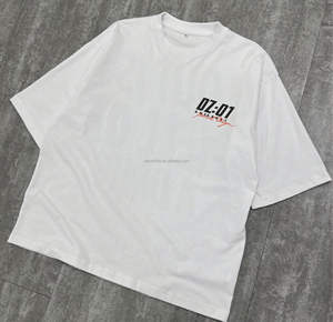 Haute qualité Baggy chemises décontractées conception goutte épaule col rond coton t-shirt personnalisé graphique Streetwear surdimensionné T-shirt - Product Image 1