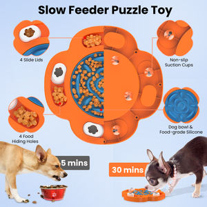 Mainan Puzzle latihan anak anjing, mangkuk silikon Dispenser makanan lambat untuk anjing dan anjing dengan cangkir hisap - Product Image 4