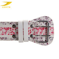 Ceinture de musculation pour hommes en cuir véritable, personnalisée par une grande marque, avec imprimé floral rose et boucle à double ardillon