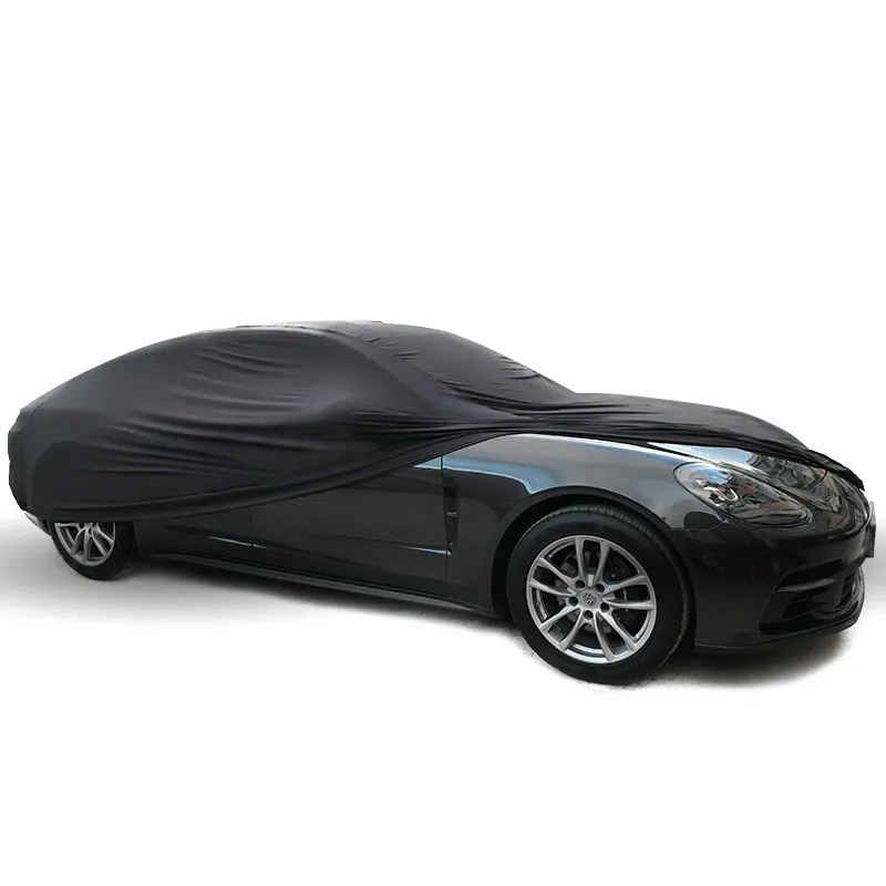 Kayme — housse de voiture intérieure extensible, Surface en Satin noir, Anti-poussière, anti-rayures, linge doux