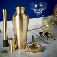 Ensemble de fabrication de cocktails personnalisé, outils de bar en acier inoxydable, shaker à cocktails parisien plaqué or cuivre, kit de barman
