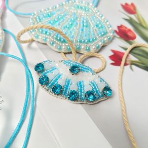 Collar y Pendientes Moyamiya Bohemia Hechos a Mano con Cuentas de Cristal, Animales Marinos, Pequeños Cristales de Imitación, Bolsa de Tela con Cinta para Colgar - Product Image 4