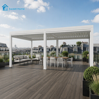 Pergola en aluminium robuste et écologique Sweet Home avec toit à lames orientables automatiques, imperméable, gazebo d'extérieur avec drainage intégré 3x4