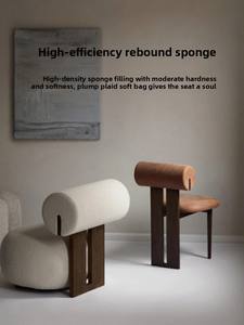 <span class=keywords><strong>Chaise</strong></span> de salle à manger en bois massif et <span class=keywords><strong>tissu</strong></span>, style Wabi-sabi, décontractée, simple, luxe léger, nordique, moderne, vintage, pour la maison - Product Image 4