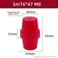 Isolateur K&R SM76*47-M8 - Isolateur cylindrique en forme de broche rouge basse tension haute résistance pour borne