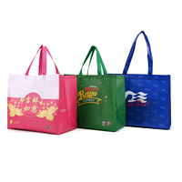 Sacs fourre-tout tissés en PP de taille moyenne personnalisables Sacs à provisions recyclables à double poignée stratifiés en vrac avec logo