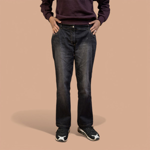 Jeans de Pierna Recta para Mujer, Cintura Media, Corte Regular, Largura Completa, Color Sólido, Estilo Casual, para Primavera, Lavables, Tela de Algodón - Product Image 3