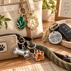 Llaveros de Metal Personalizados OEM ODM, Llavero con Logotipo de Letra Esmaltada, Etiqueta Redonda con Forma de Hueso de Mascota, Regalo Promocional - Product Image 3